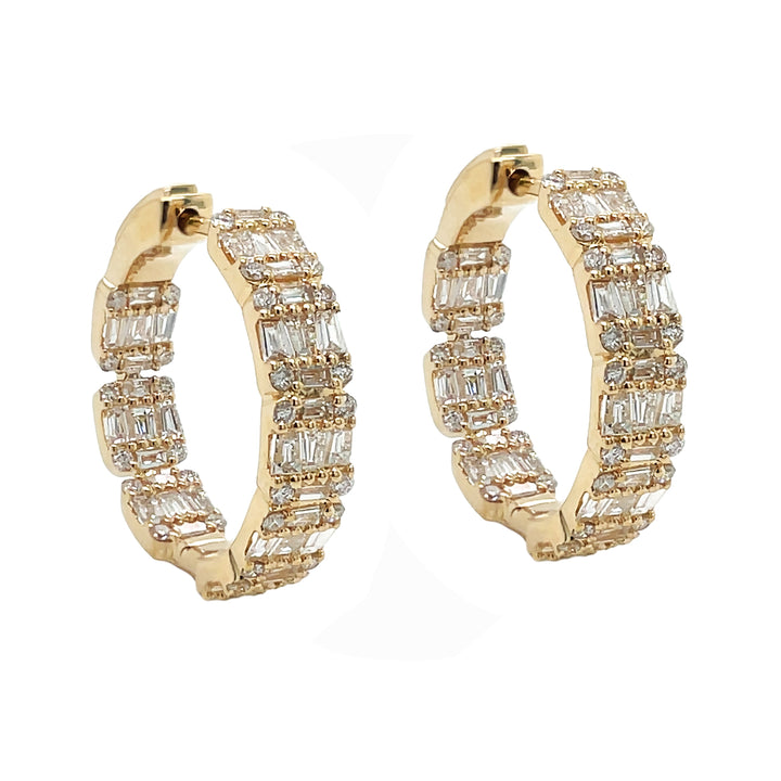 18kt Yellow Gold Diamond Inside-out Hoops