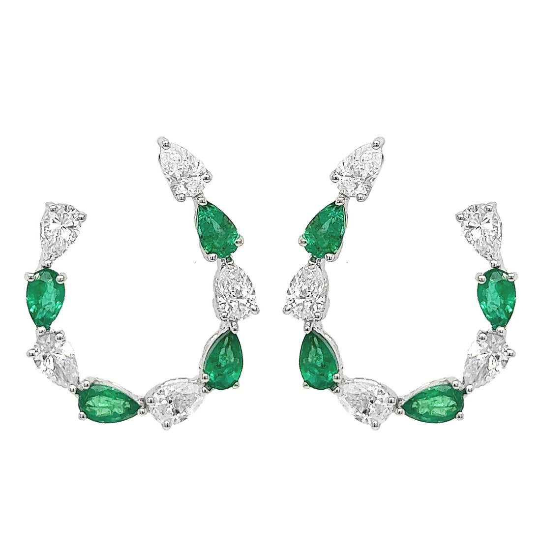 18kt White Gold Diamond and Emerald Earrings