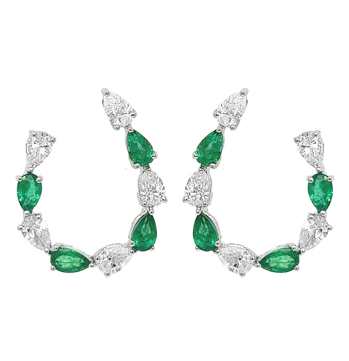 18kt White Gold Diamond and Emerald Earrings