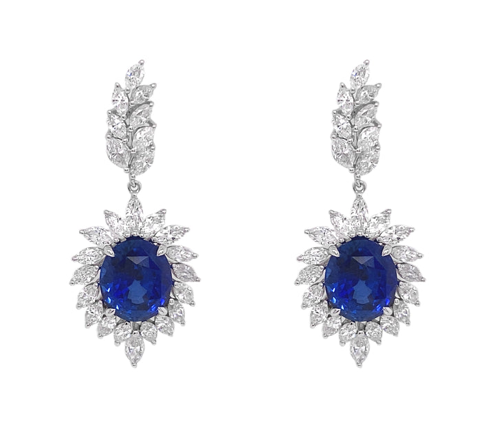18kt White Gold Diamond and Sapphire Earrings