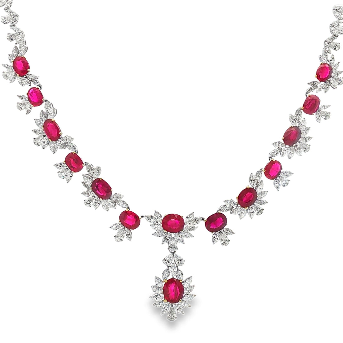 18kt White Gold Diamond And Ruby Necklace