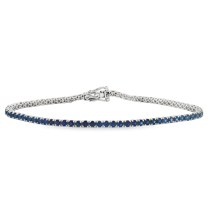 18kt White Gold Diamond And Blue Sapphire Tennis Bracelet