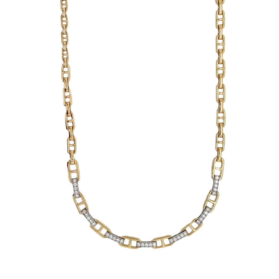 18kt Yellow and White Gold Diamond Link Necklace