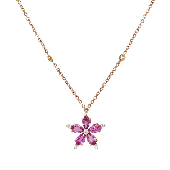 18kt Rose Gold Diamond and Pink Sapphire Pendant