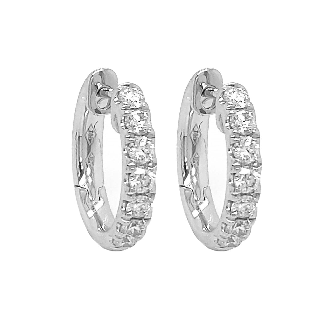 18kt White Gold Diamond Hoops