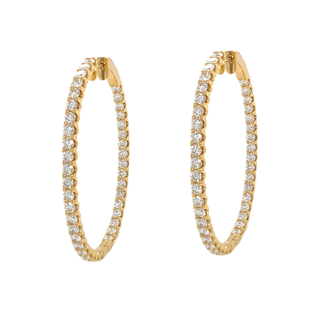 18kt Yellow Gold Diamond Hoops