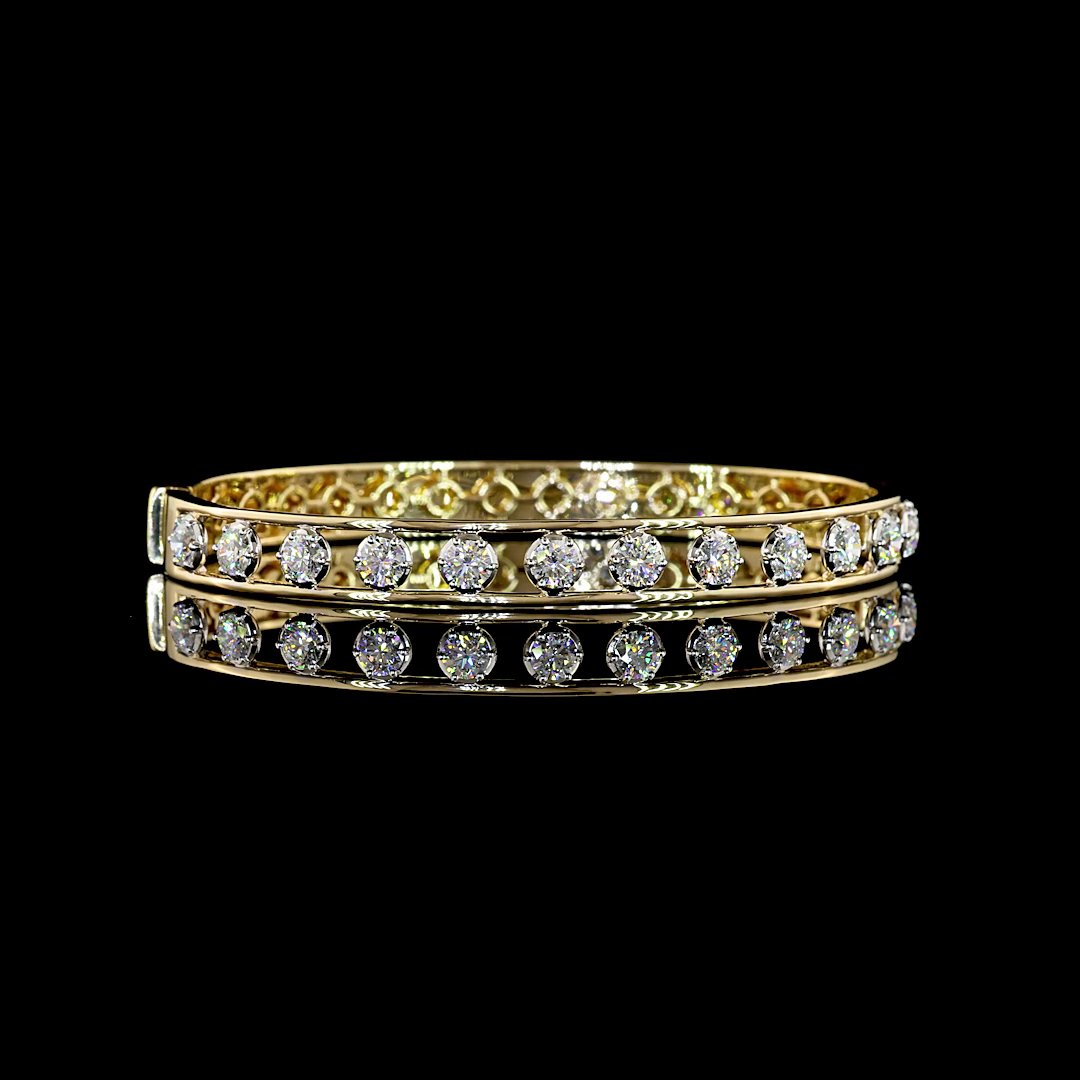 14kt Yellow And White Gold Lab Diamond Bangle