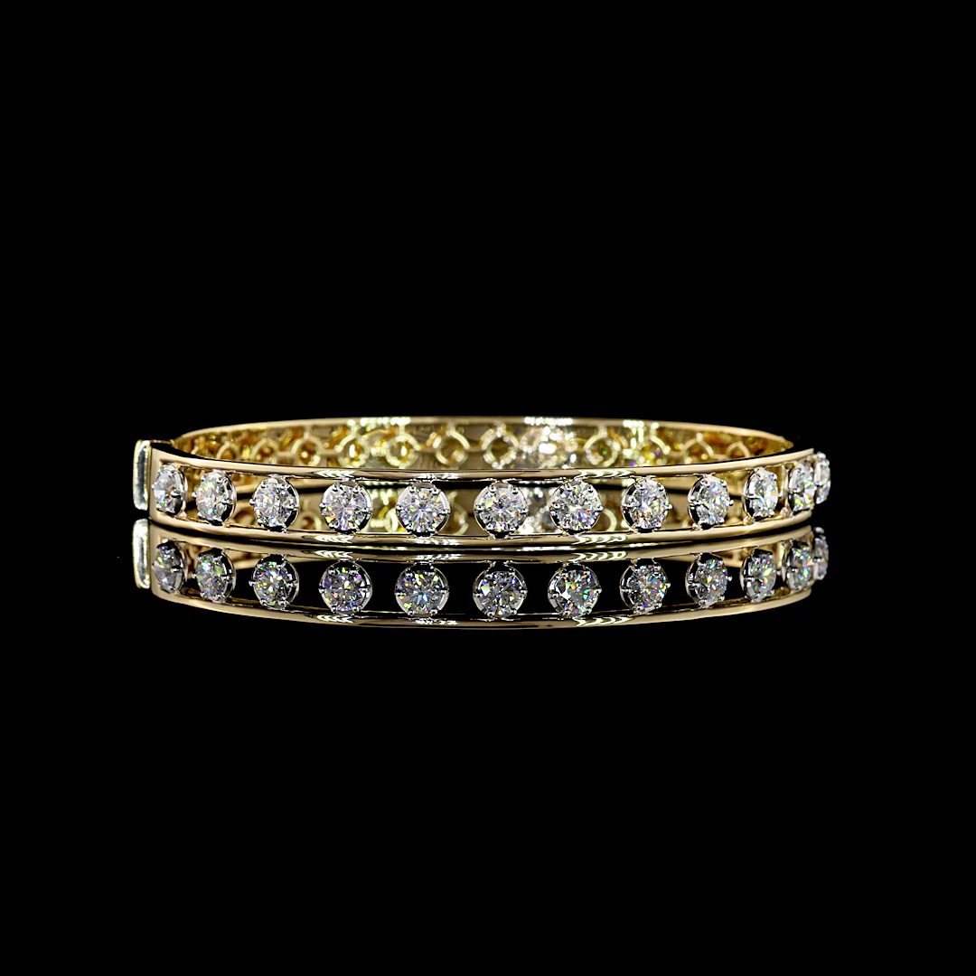14kt Yellow And White Gold Lab Diamond Bangle