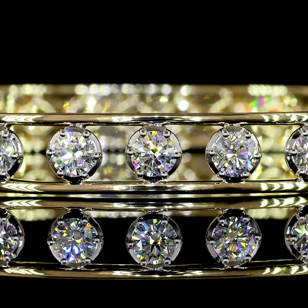 14kt Yellow And White Gold Lab Diamond Bangle
