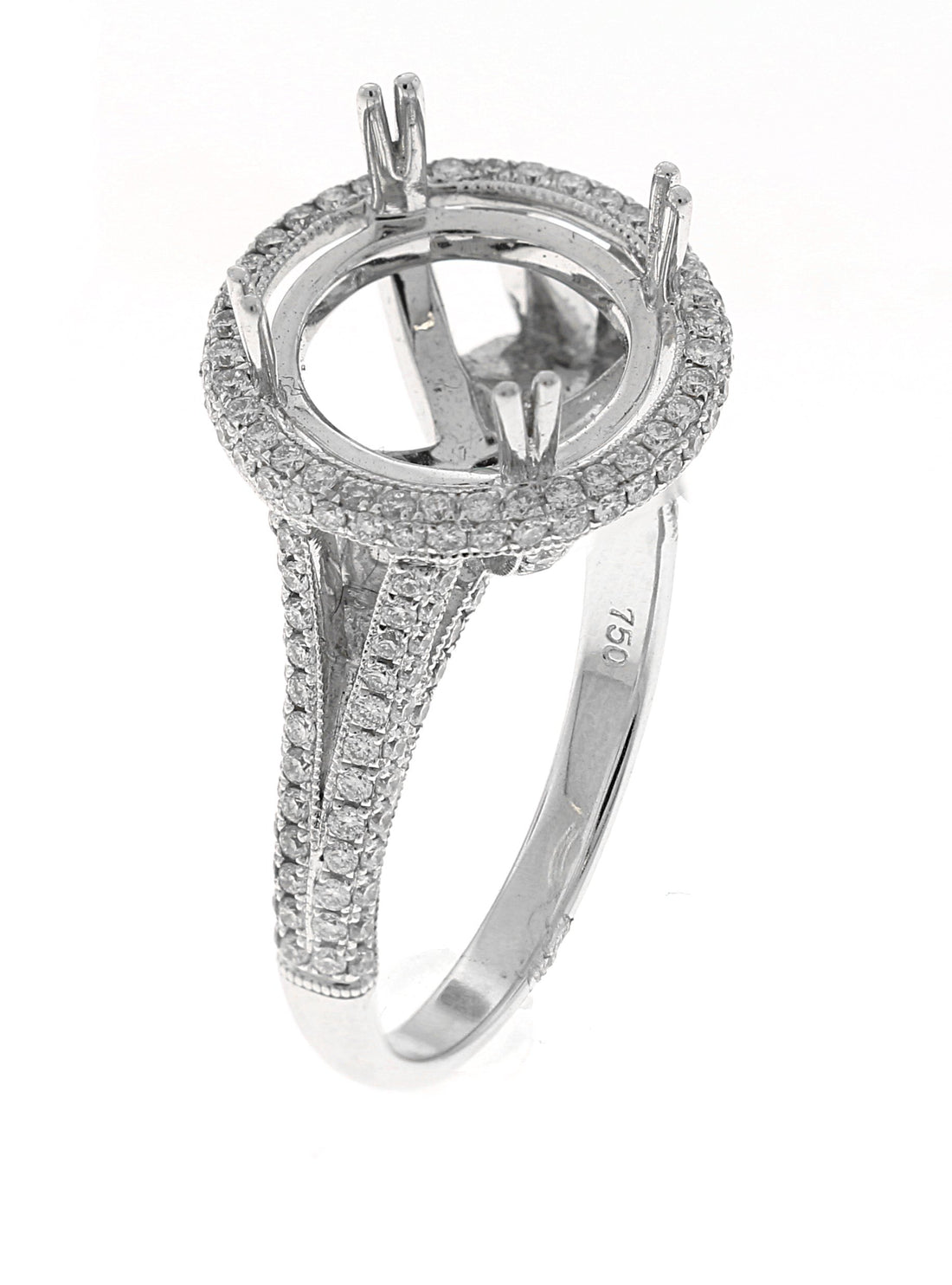 18kt White Gold Diamond Halo Semi Mount