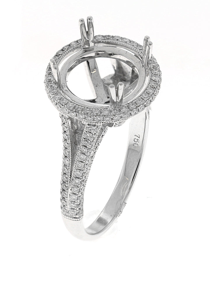 18kt White Gold Diamond Halo Semi Mount