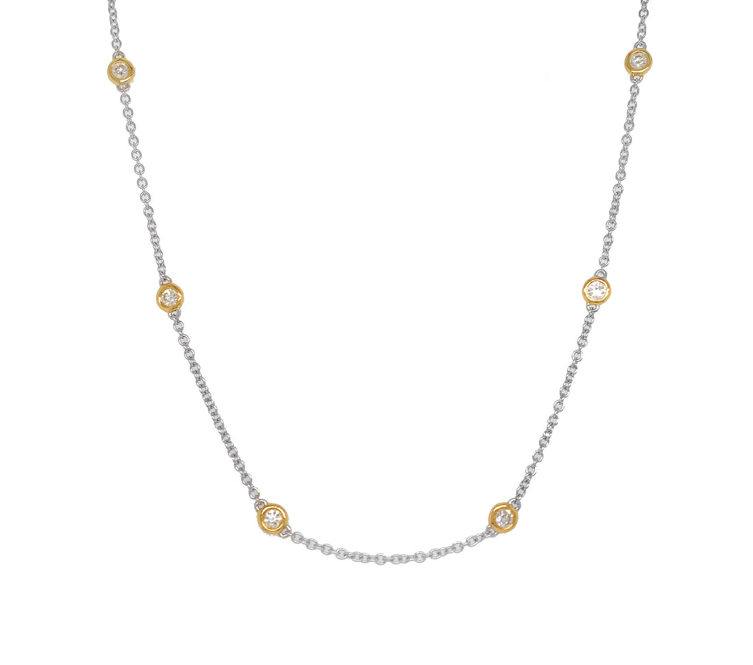 18kt Yellow and White Gold Diamonds-by-the-inch Necklace
