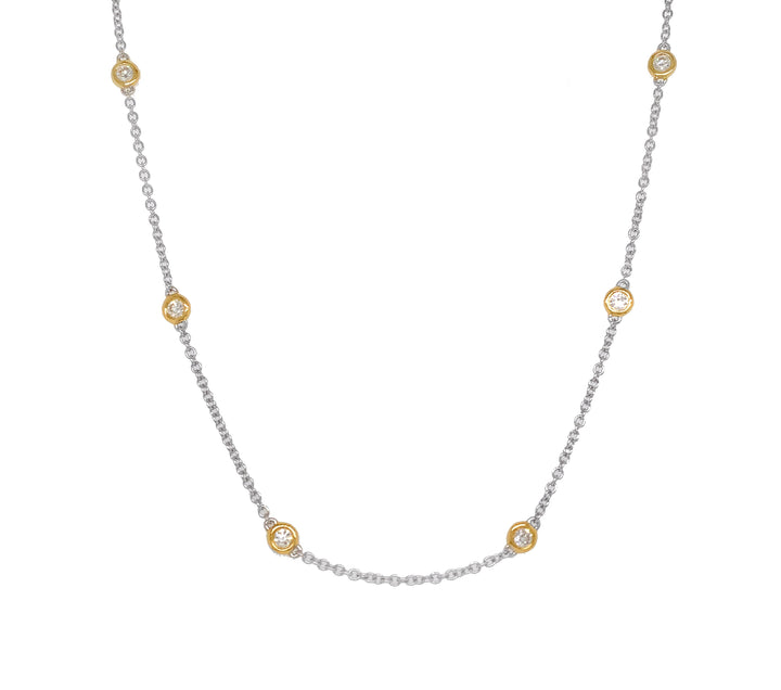 18kt Yellow and White Gold Diamonds-by-the-inch Necklace