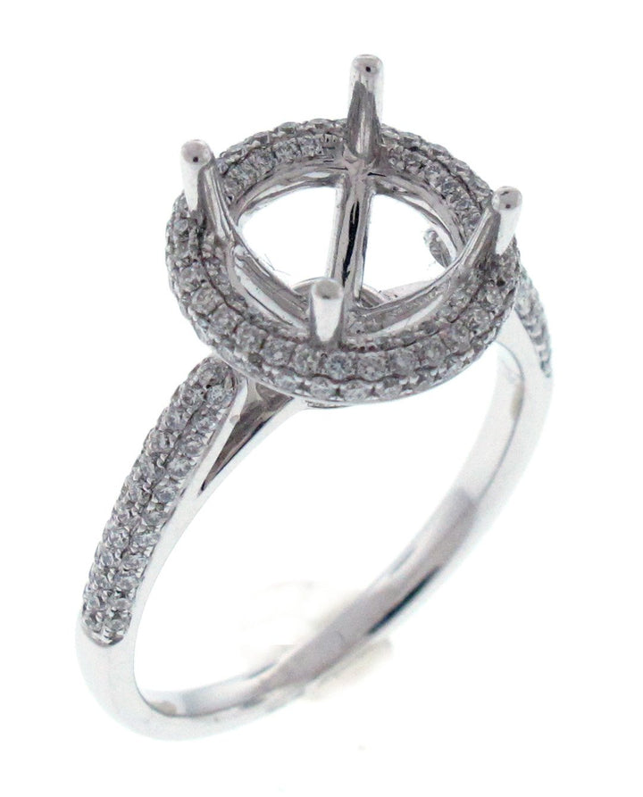 18kt White Gold Diamond Halo Semi Mount