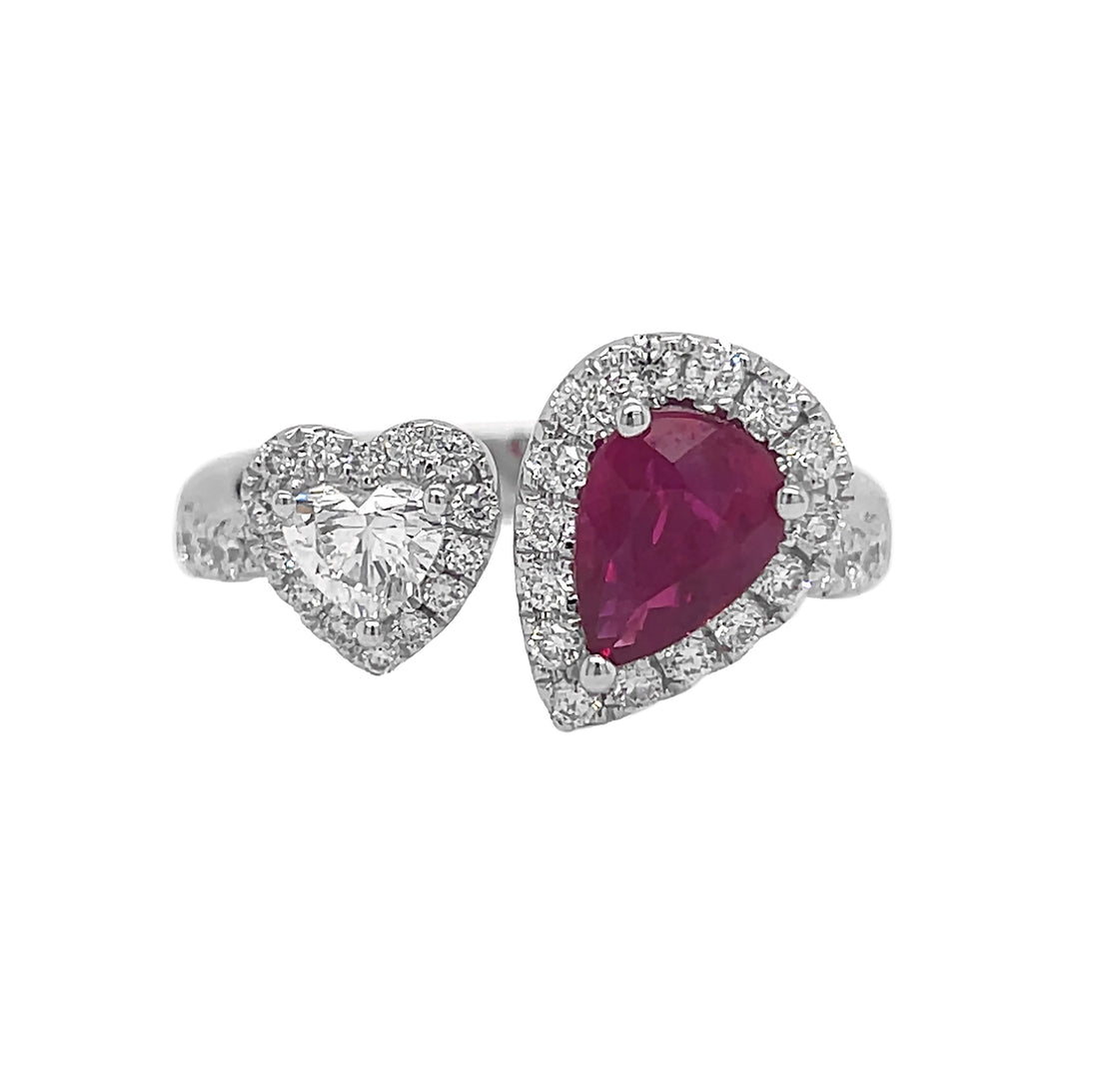 18kt White Gold Diamond And Ruby Ring