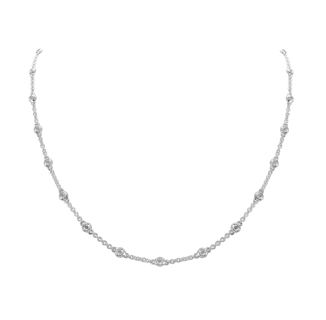 18kt White Gold Diamond By The Inch Necklace