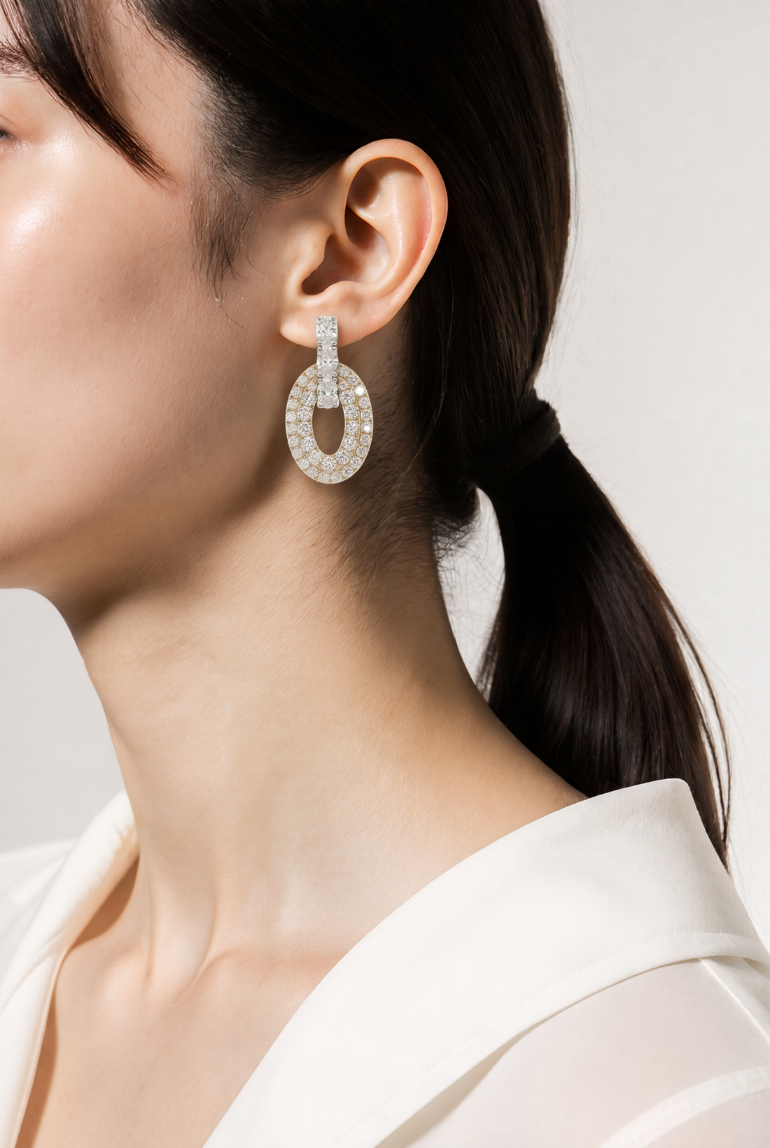14kt Yellow And White Gold Lab Diamond Dangling Earrings