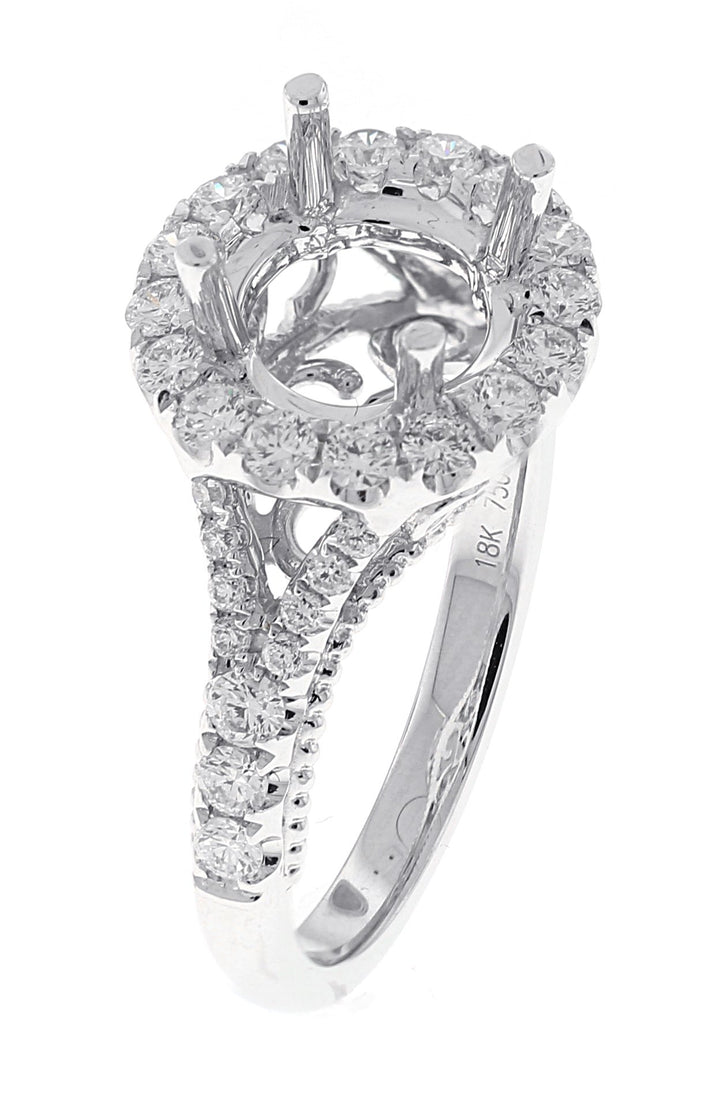18kt White Gold Diamond Halo Semi Mount