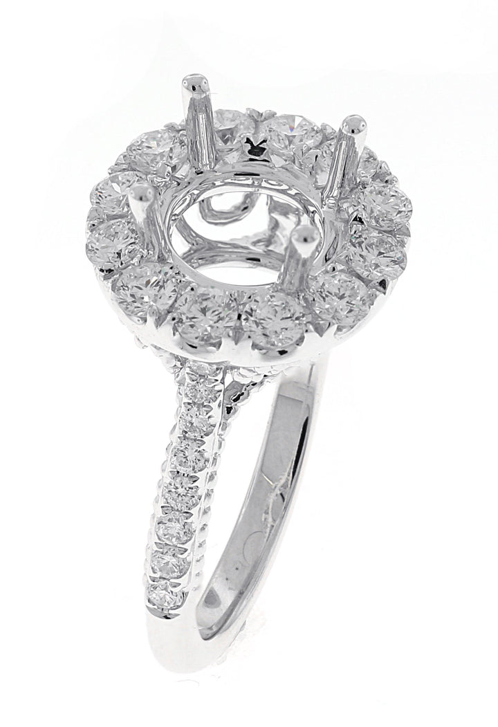 18kt White Gold Diamond Halo Semi Mount
