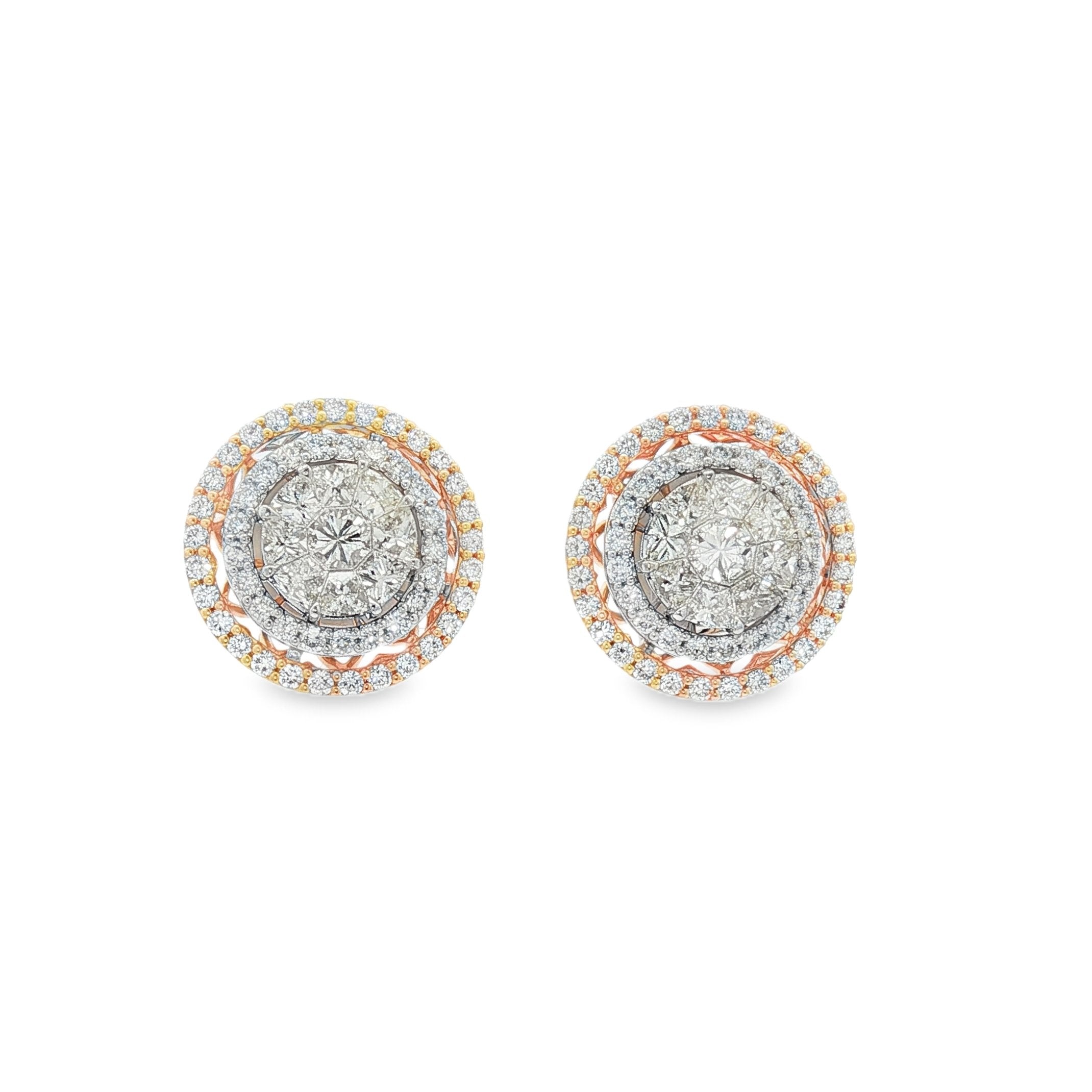 18kt Yellow And White Gold Diamond Earring