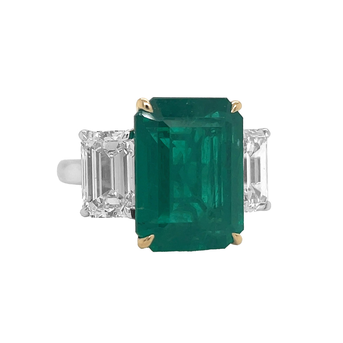 18kt White and Yellow Gold Diamond and GIA Certified Green Emerald
