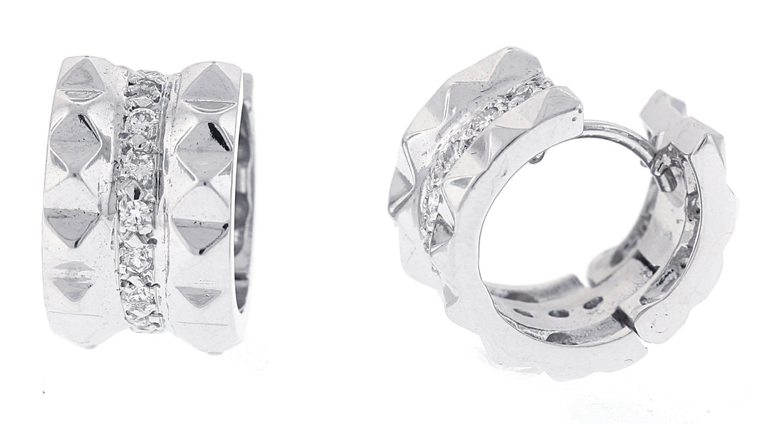 14kt White Gold Diamond Huggie Earrings