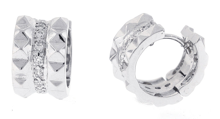 14kt White Gold Diamond Huggie Earrings