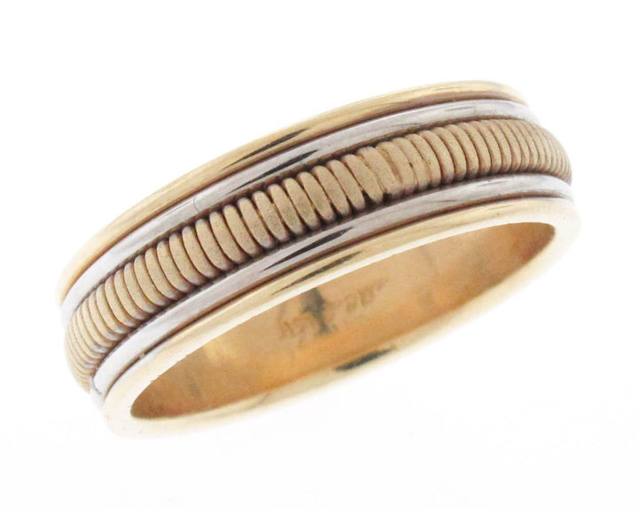 14kt White And Yellow Gold Men's Wedding Band