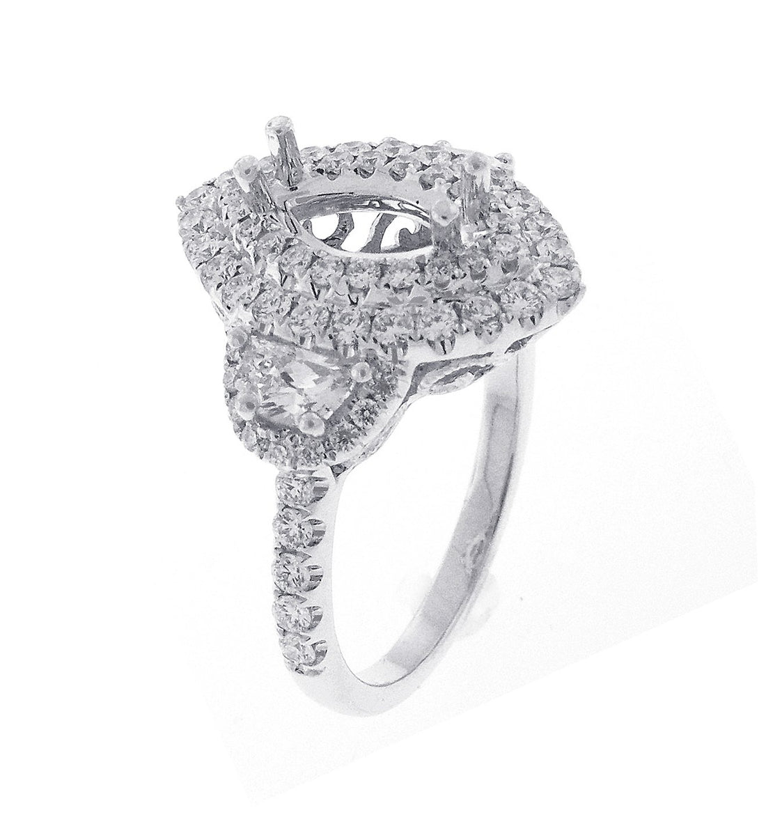 18kt White Gold Diamond Halo Semi Mount