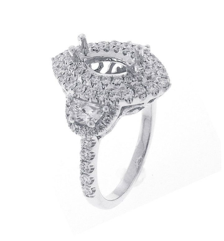 18kt White Gold Diamond Halo Semi Mount