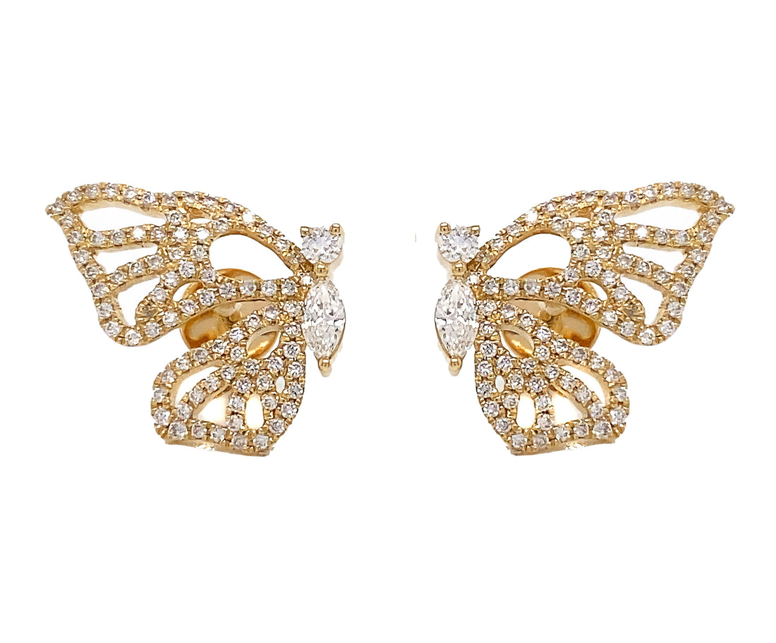 18kt Yellow Gold Diamond Earrings