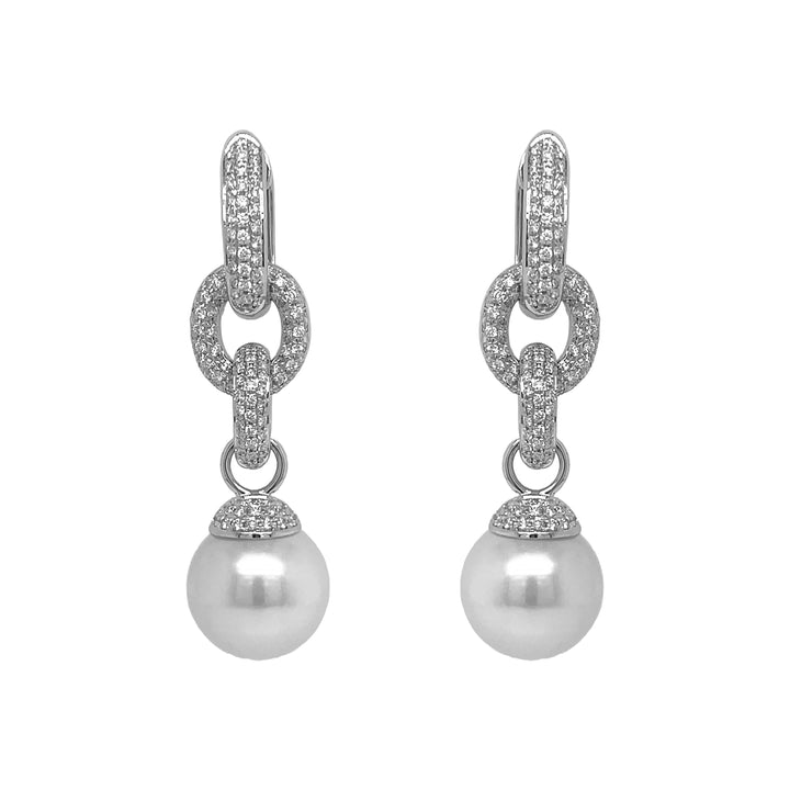 18kt White Gold Diamond and South Sea Pearl Earrings
