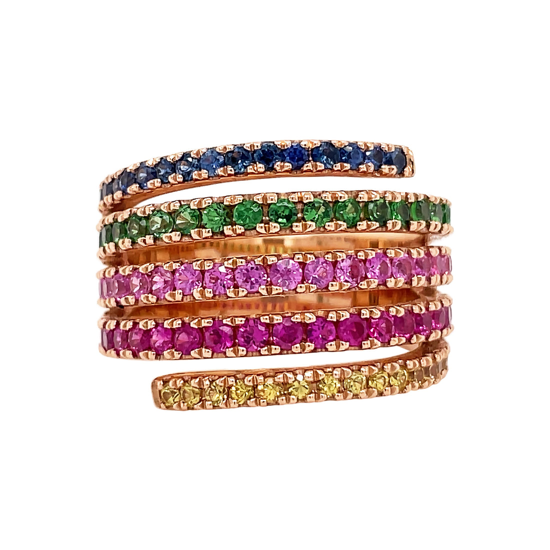 18kt Rose Gold Sapphire and Tsavorite Ring.