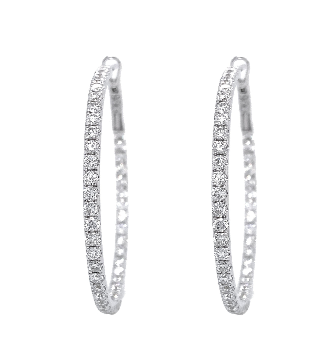 18kt White Gold Diamond Hoops
