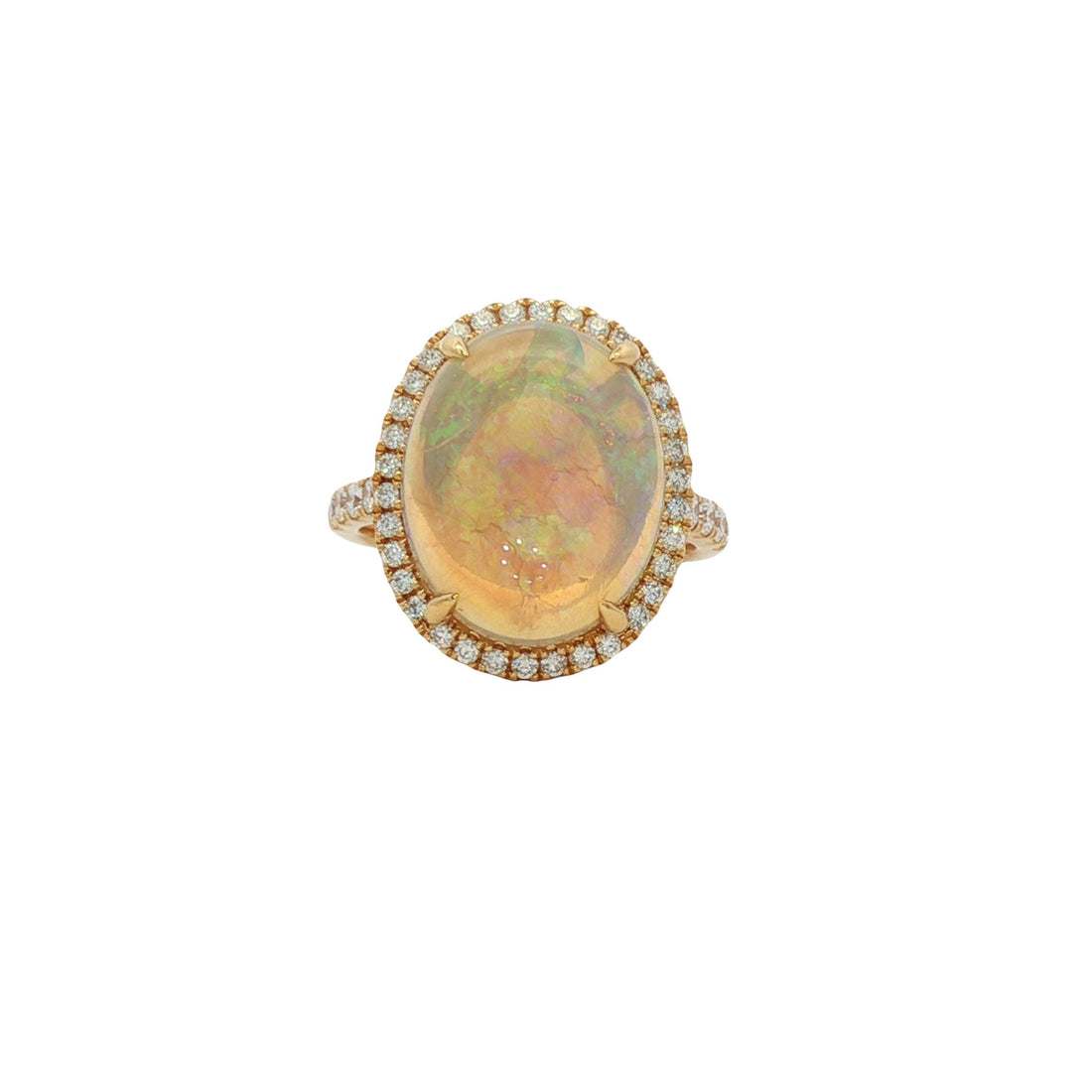 18kt Yellow Gold Diamond And Opal Earrings
