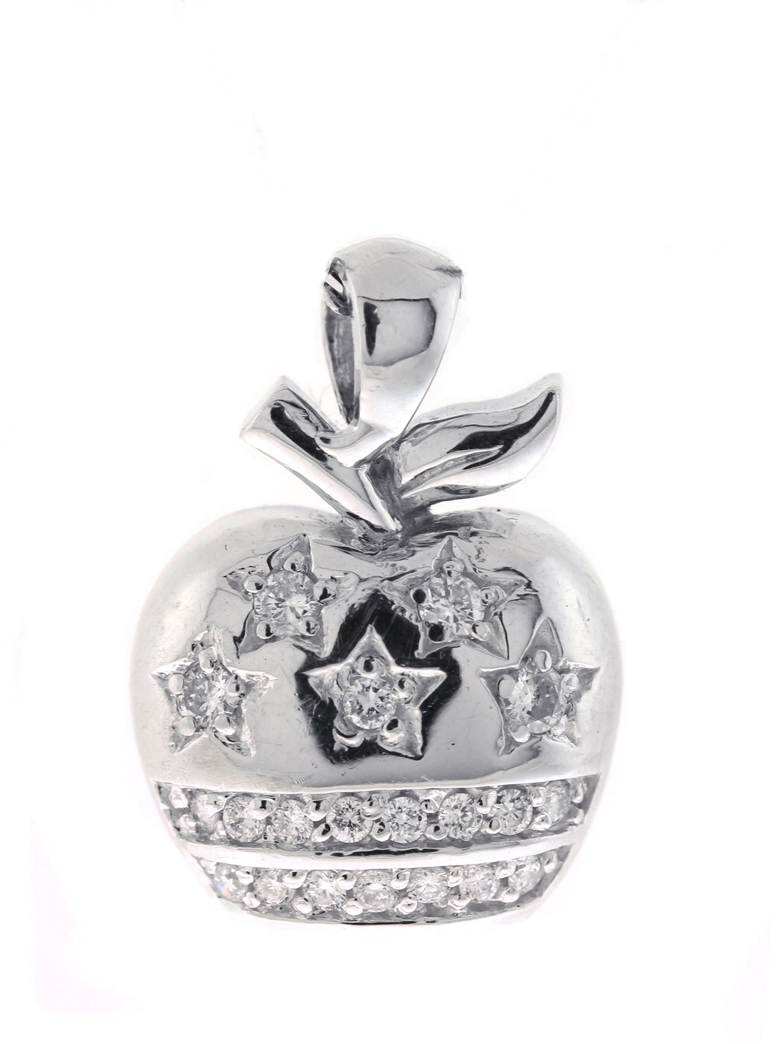 14kt White Gold Diamond Apple Pendant