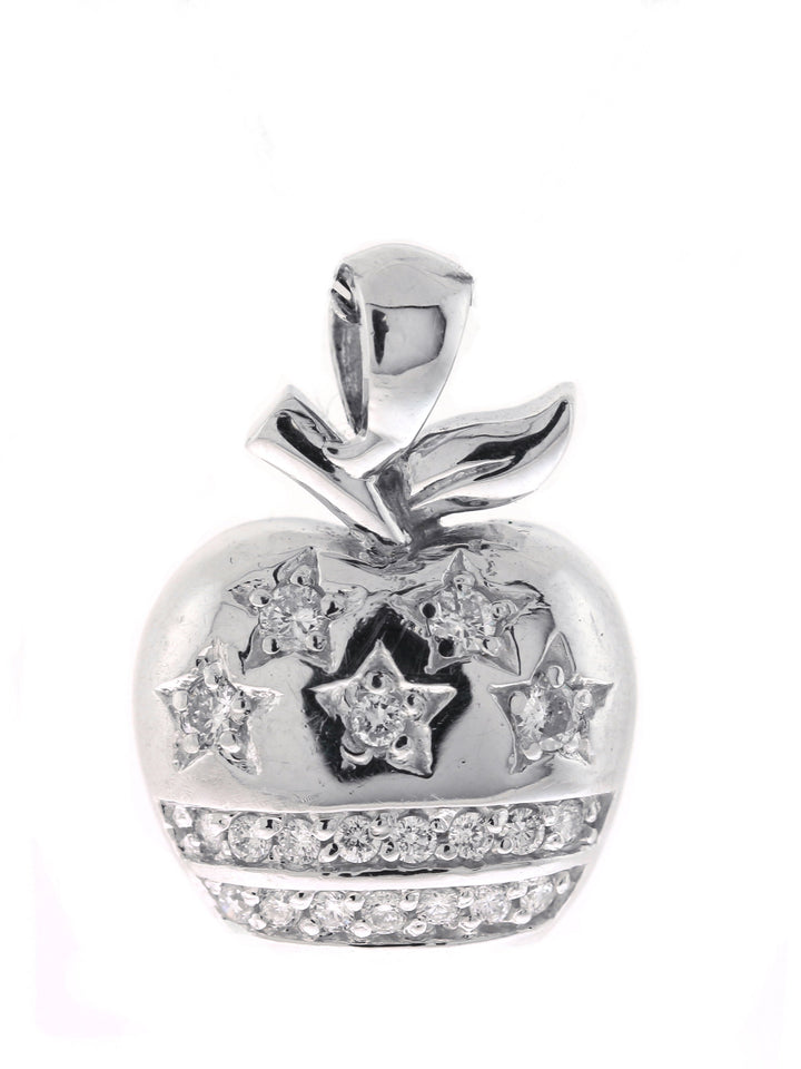 14kt White Gold Diamond Apple Pendant