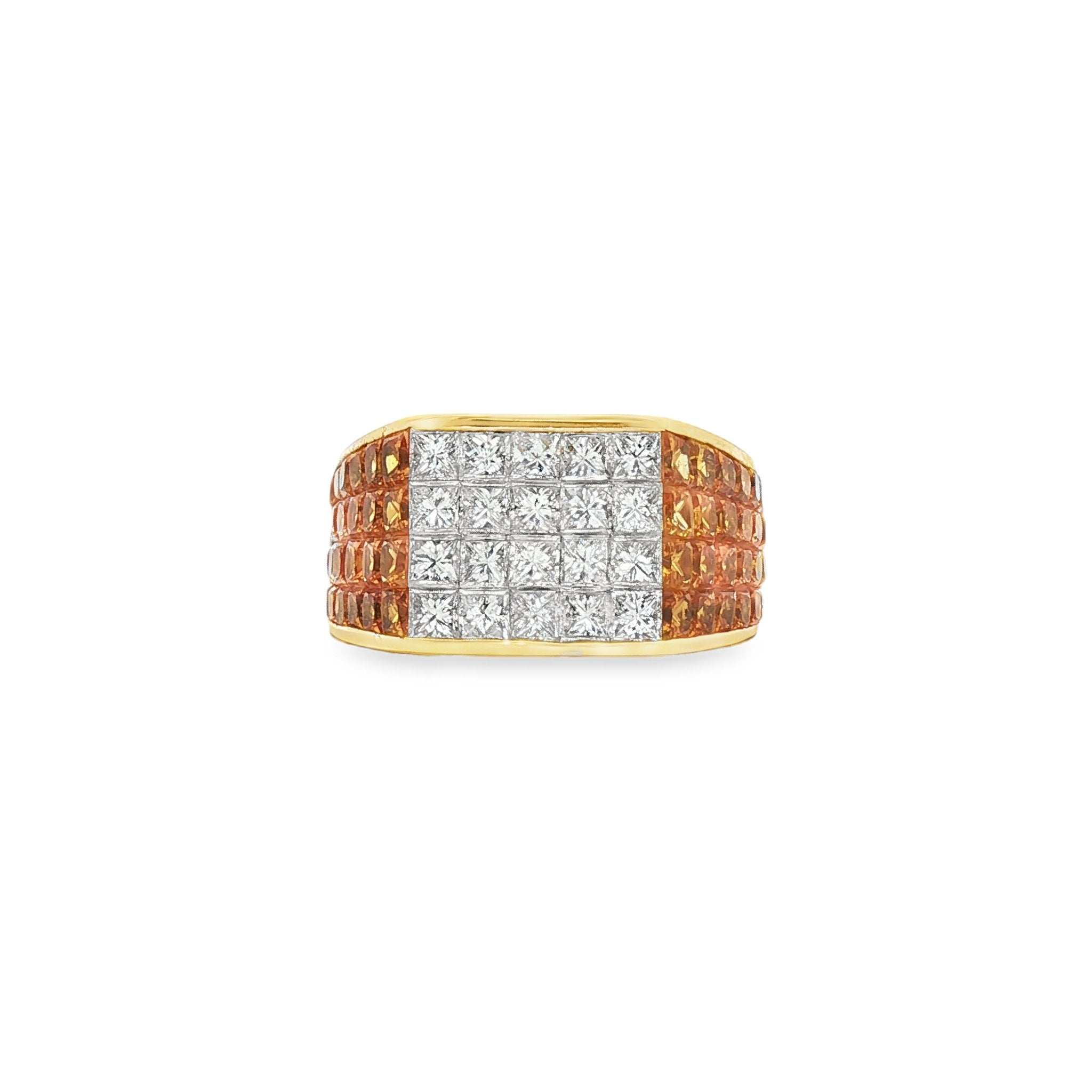 18kt Yellow Gold Diamond And Sapphire Ring
