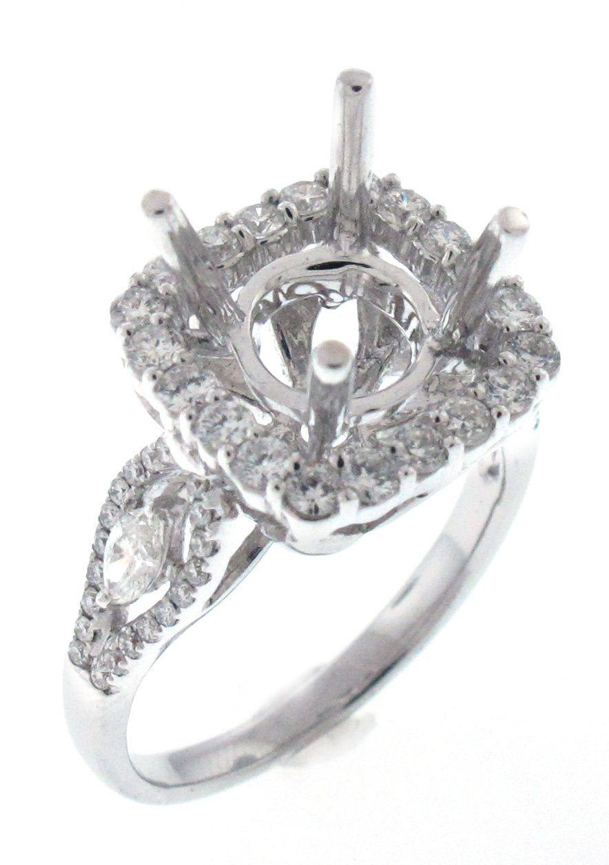 18kt White Gold Diamond Halo Semi Mount