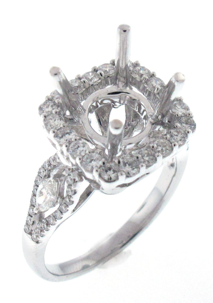 18kt White Gold Diamond Halo Semi Mount