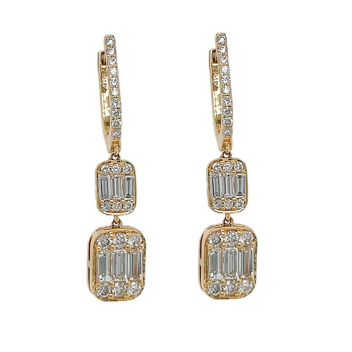 18kt Yellow Gold Diamond Dangling Earrings