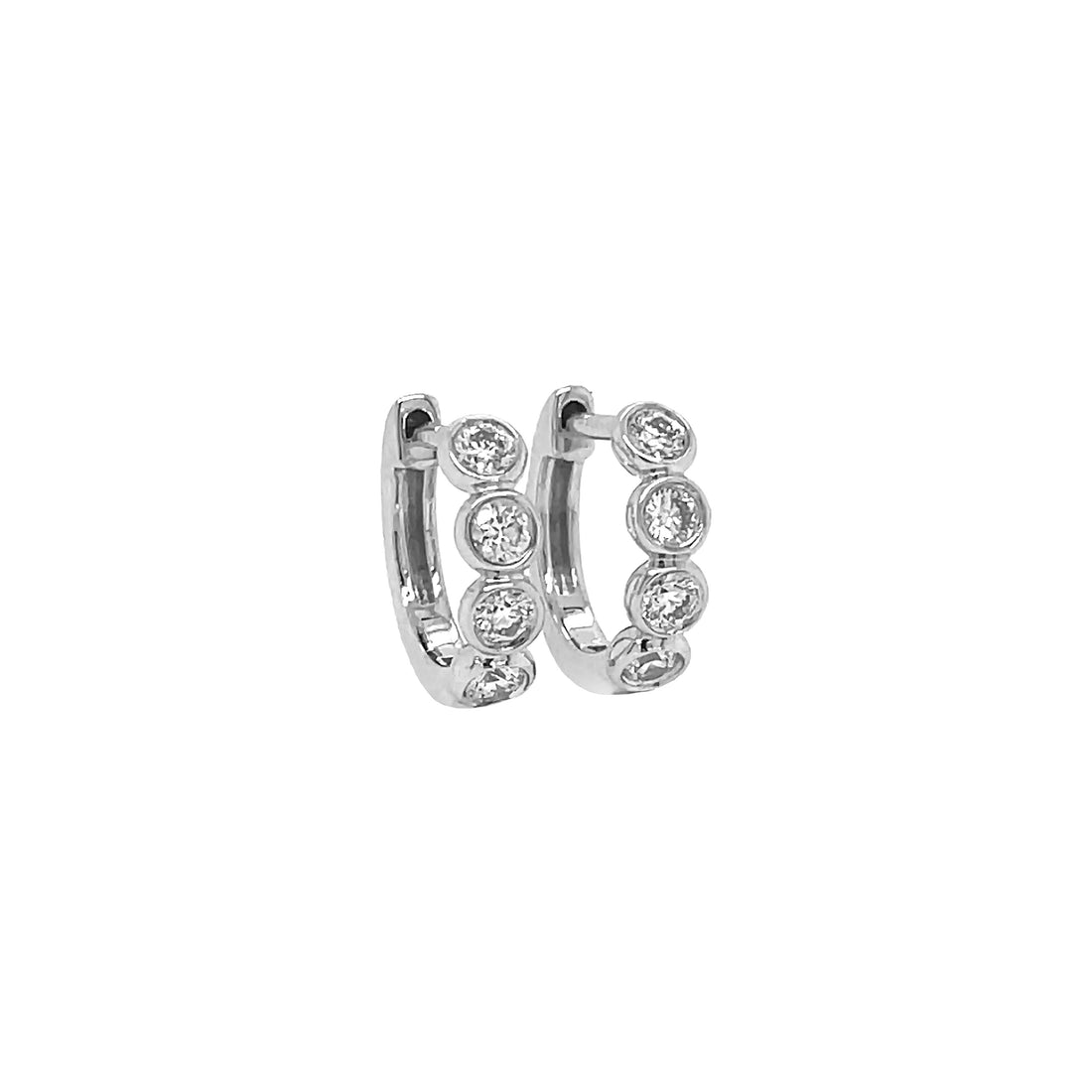 18kt White Gold Diamond Huggie Earrings