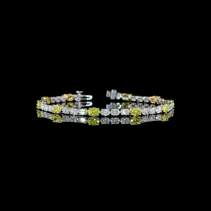 14kt White And Yellow Gold Lab Diamond And Yellow Diamond Tennis Bracelet