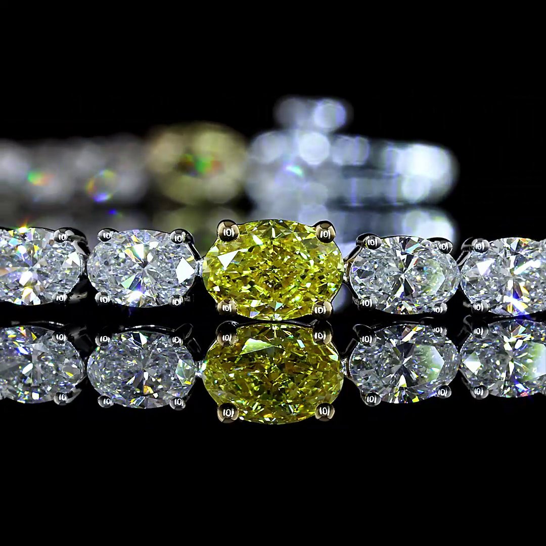 14kt White And Yellow Gold Lab Diamond And Yellow Diamond Tennis Bracelet