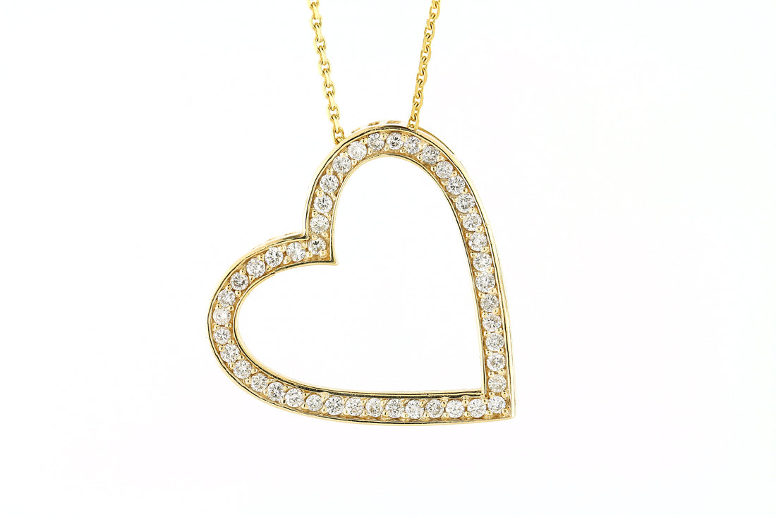 14kt Yellow Gold Diamond Heart Pendant