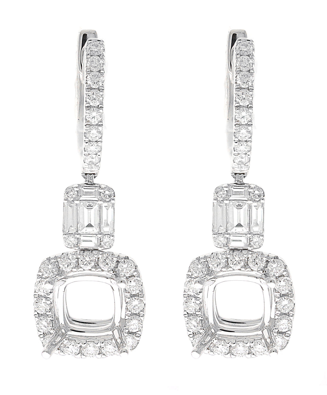 18kt White Gold Diamond Dangling Earrings Mounting