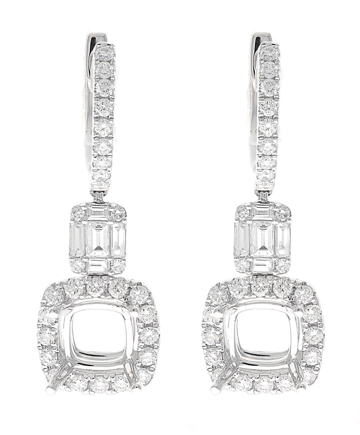 18kt White Gold Diamond Dangling Earrings Mounting