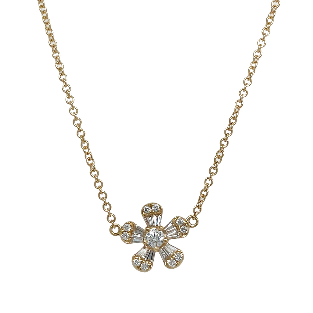 18kt Yellow Gold Dimaond Flower Pendant