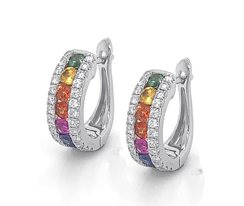 18kt White Gold Diamond And Sapphire Earrings