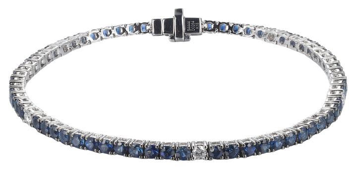 18kt White Gold Diamond and Blue Sapphire Tennis Bracelet
